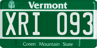 VT license plate XRI093
