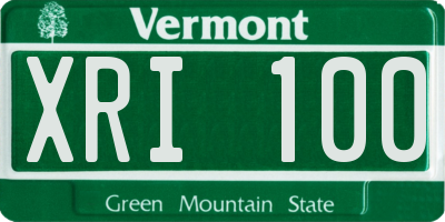 VT license plate XRI100