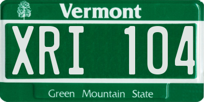 VT license plate XRI104