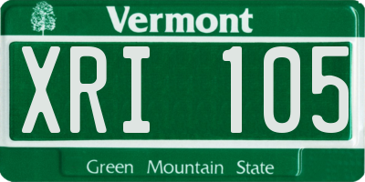 VT license plate XRI105