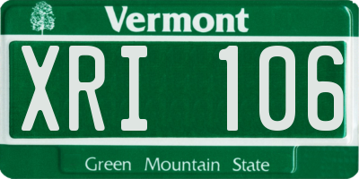 VT license plate XRI106