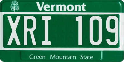 VT license plate XRI109