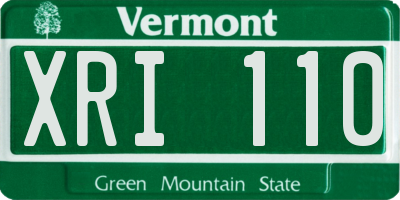 VT license plate XRI110