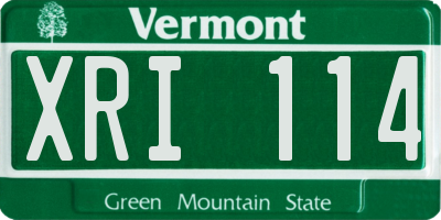 VT license plate XRI114