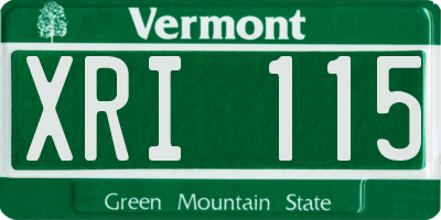 VT license plate XRI115