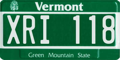 VT license plate XRI118