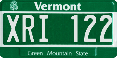 VT license plate XRI122