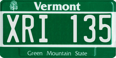 VT license plate XRI135