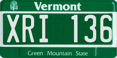 VT license plate XRI136