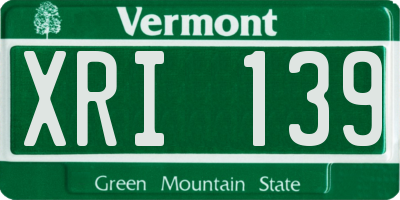 VT license plate XRI139