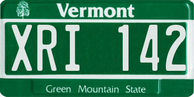 VT license plate XRI142