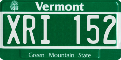 VT license plate XRI152