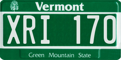 VT license plate XRI170