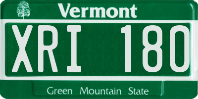 VT license plate XRI180