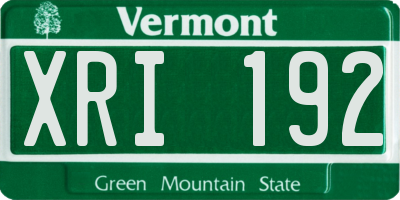 VT license plate XRI192
