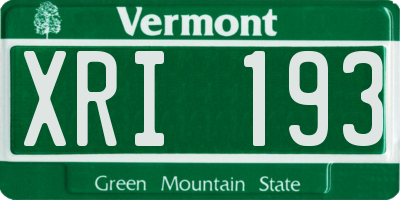 VT license plate XRI193