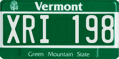 VT license plate XRI198