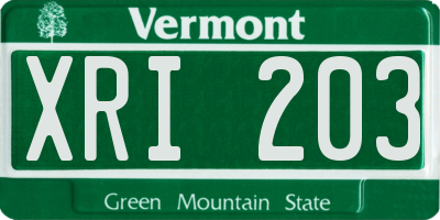 VT license plate XRI203