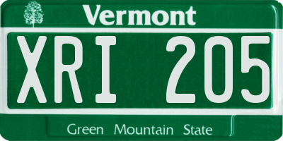 VT license plate XRI205