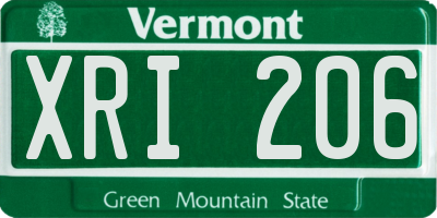 VT license plate XRI206