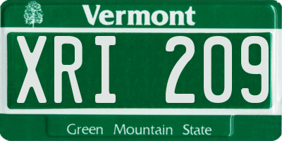 VT license plate XRI209