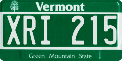 VT license plate XRI215