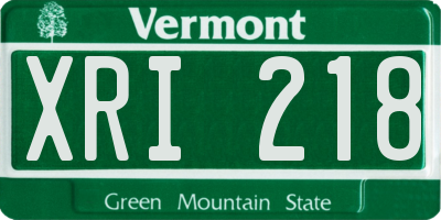 VT license plate XRI218