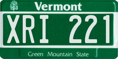 VT license plate XRI221