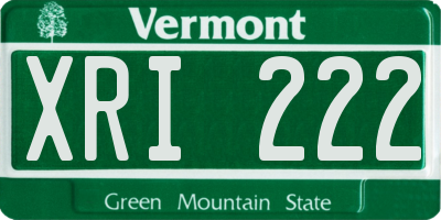 VT license plate XRI222