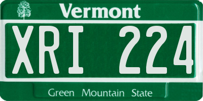 VT license plate XRI224