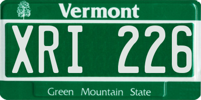 VT license plate XRI226