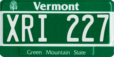 VT license plate XRI227