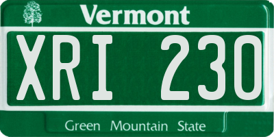 VT license plate XRI230