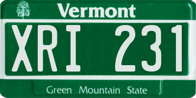 VT license plate XRI231