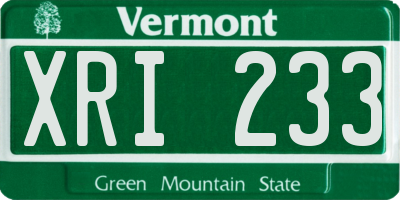 VT license plate XRI233