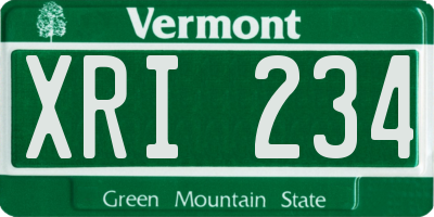 VT license plate XRI234