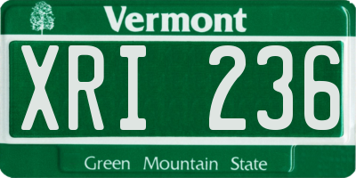 VT license plate XRI236