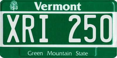 VT license plate XRI250