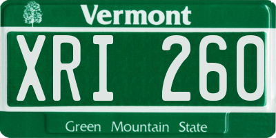VT license plate XRI260