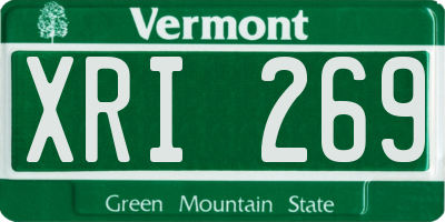 VT license plate XRI269