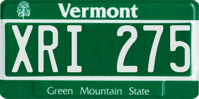 VT license plate XRI275