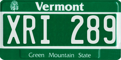 VT license plate XRI289