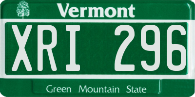 VT license plate XRI296