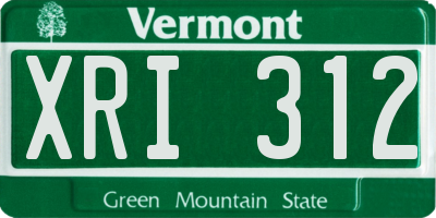 VT license plate XRI312