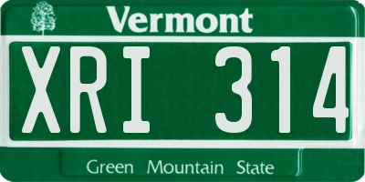 VT license plate XRI314