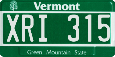 VT license plate XRI315