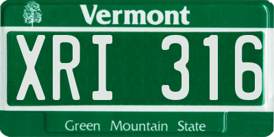 VT license plate XRI316