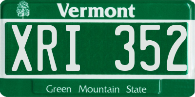 VT license plate XRI352