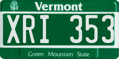 VT license plate XRI353