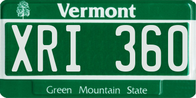 VT license plate XRI360